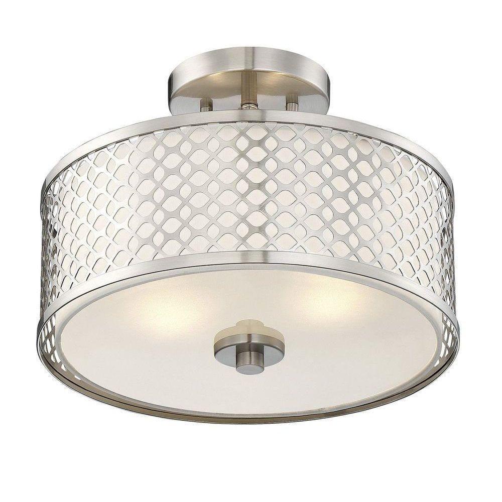Meridian Lite Trends Meridian 2 -Light 13-in Brushed Nickel Semi Flush Mount Light