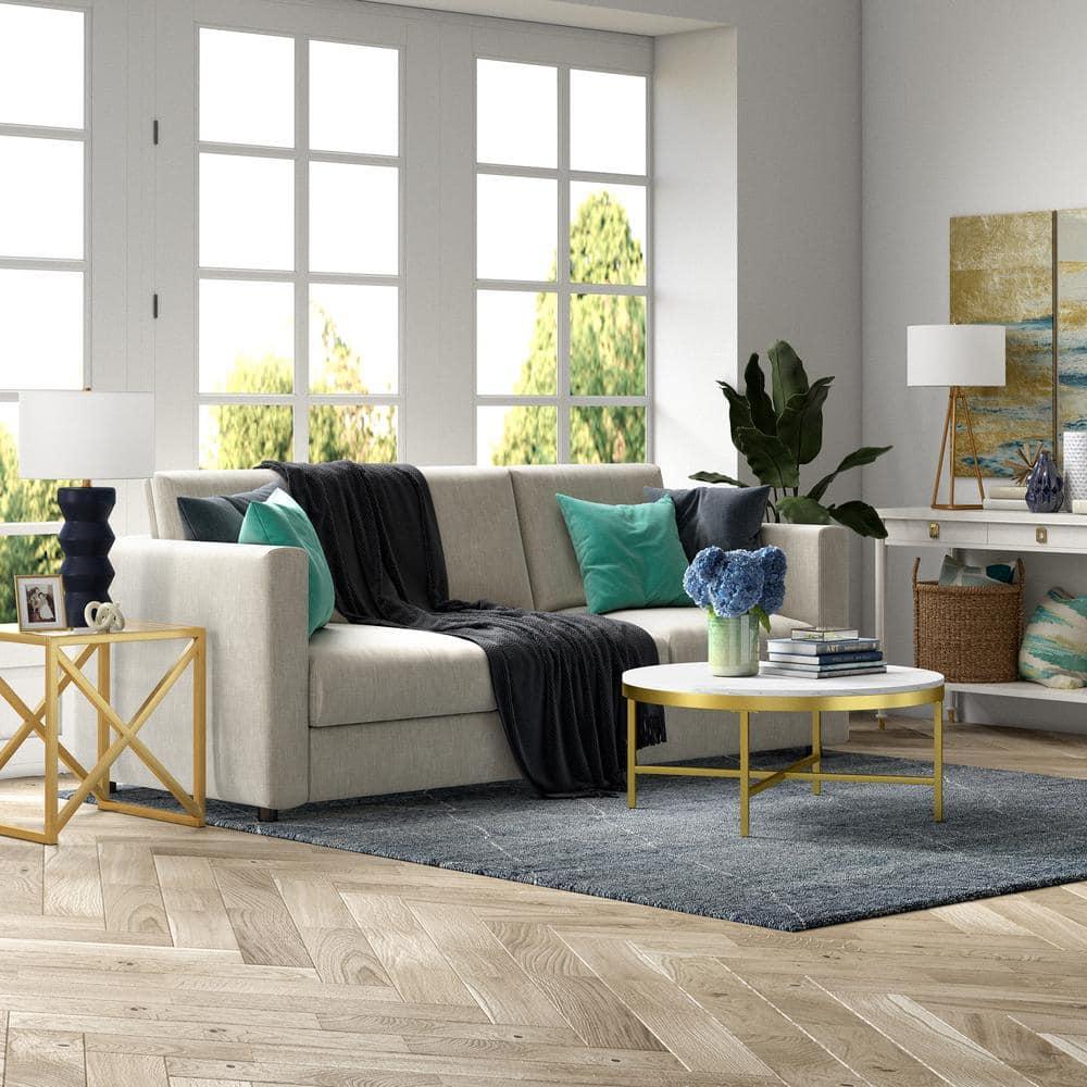 Henn&Hart Brass Finish Coffee Table with Faux Marble Top