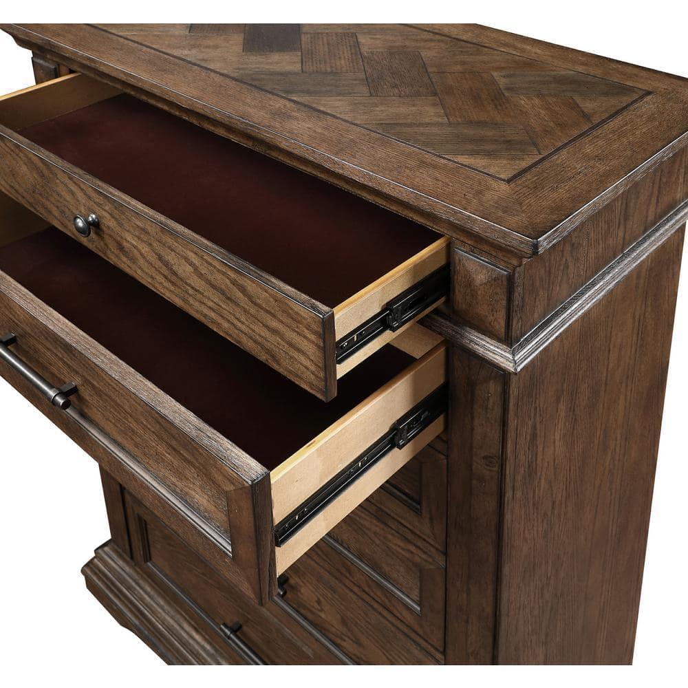 New Classic Furniture Mar Vista Solid Wood 6-Drawer Chest in Brushed Walnut