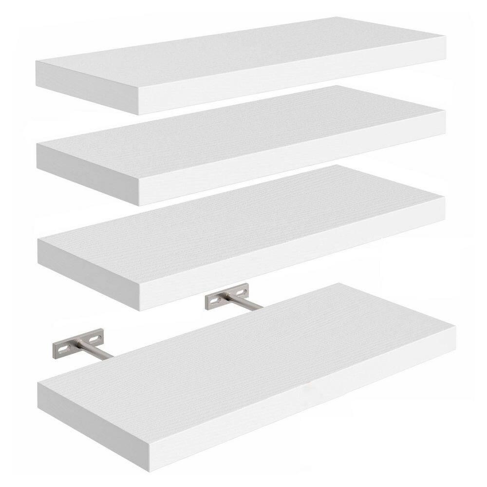 Sorbus 4 Pack Wall Mounted Floating Shelves - for storage and displaying showpieces, home decor items, and other prized possessions (White)