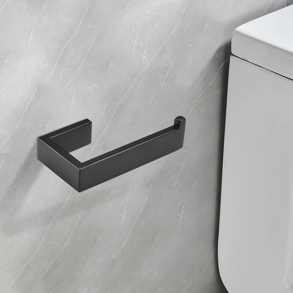 TNOMS Paper Roll Holder Matte Black Wall Mounted Stainless Steel Bathroom Rust Proof Toilet Tissue Holder,Q8002BK