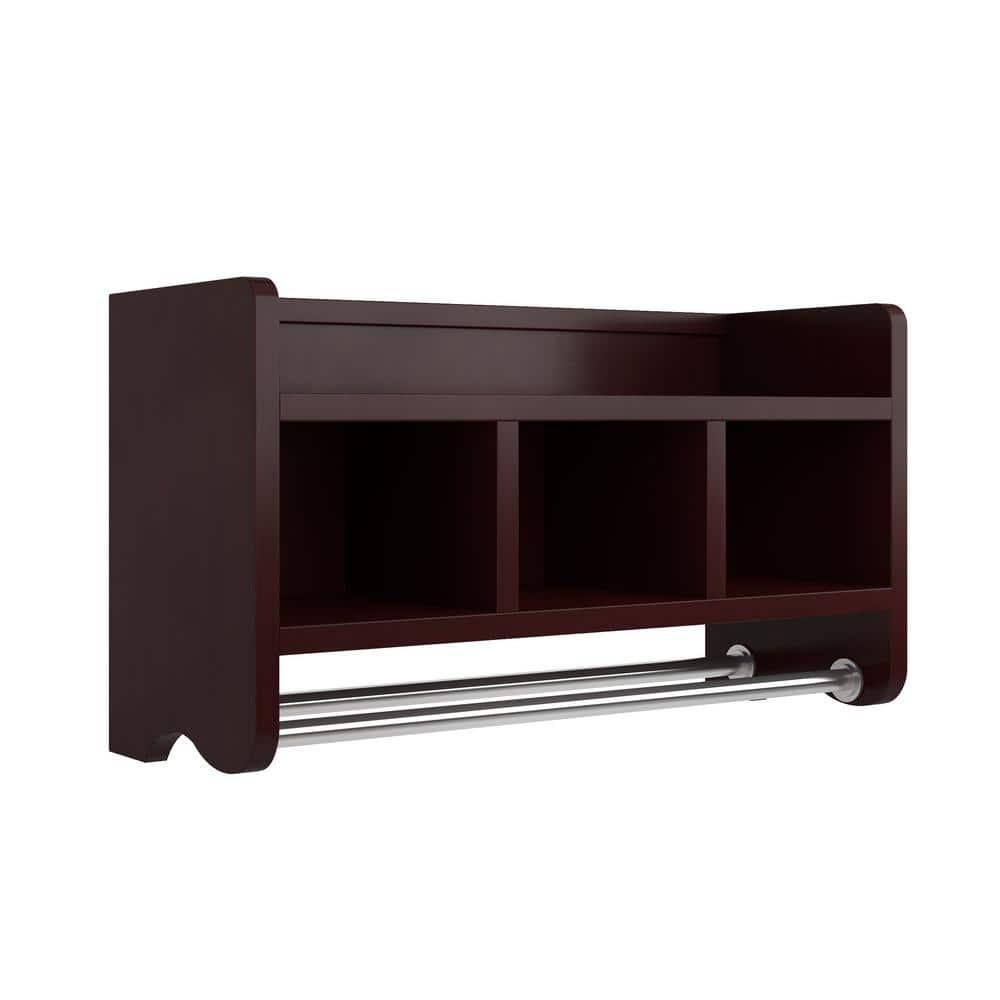 Alaterre Furniture Decorative Wall Cabinet Espresso Brown 25": Hardwood Bathroom Furniture with Towel Bar