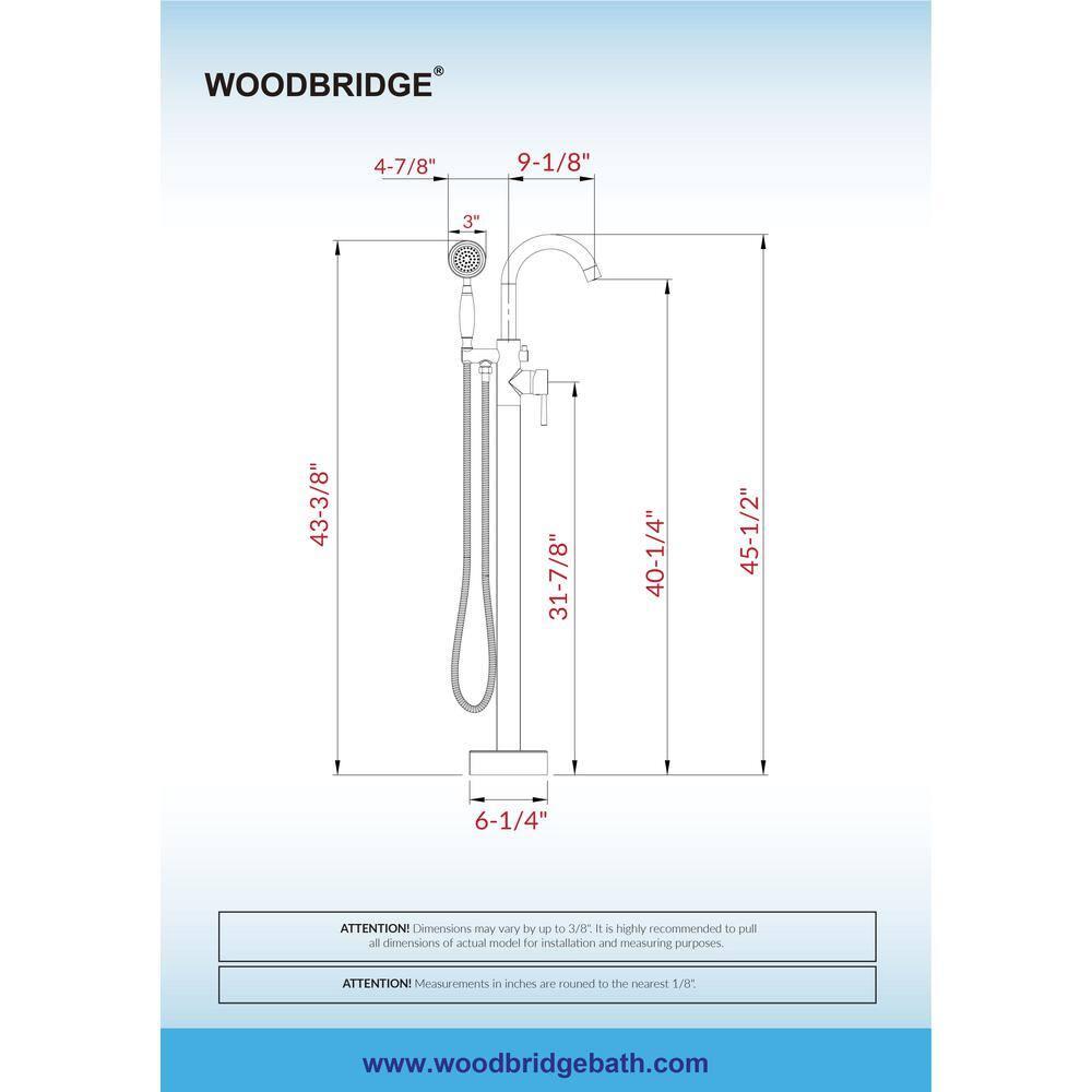 WoodBridge Single Handle Floor Mounted Freestanding Tub Faucet F0025MBSQ