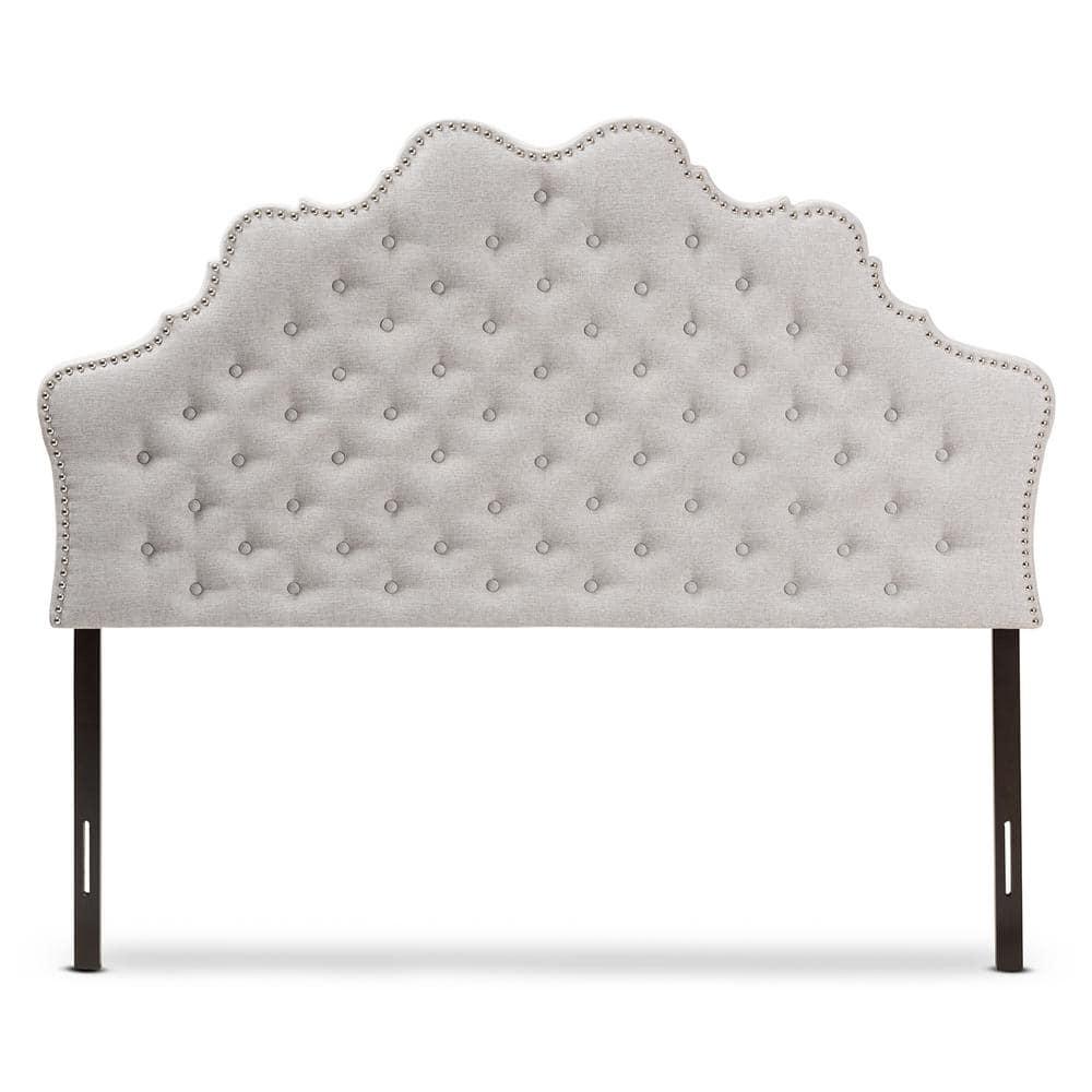 Queen Hilda Modern and Contemporary Fabric Headboard Beige - Baxton Studio: Nailhead Trim, Button-Tufted, Wood Composite