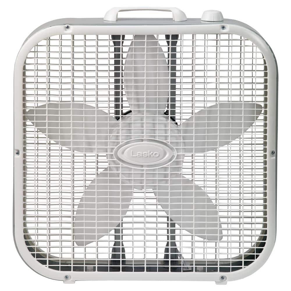 Lasko 20" Classic Box Fan with Weather-Resistant Motor, 3 Speeds, 22.5" H, White, B20200, New