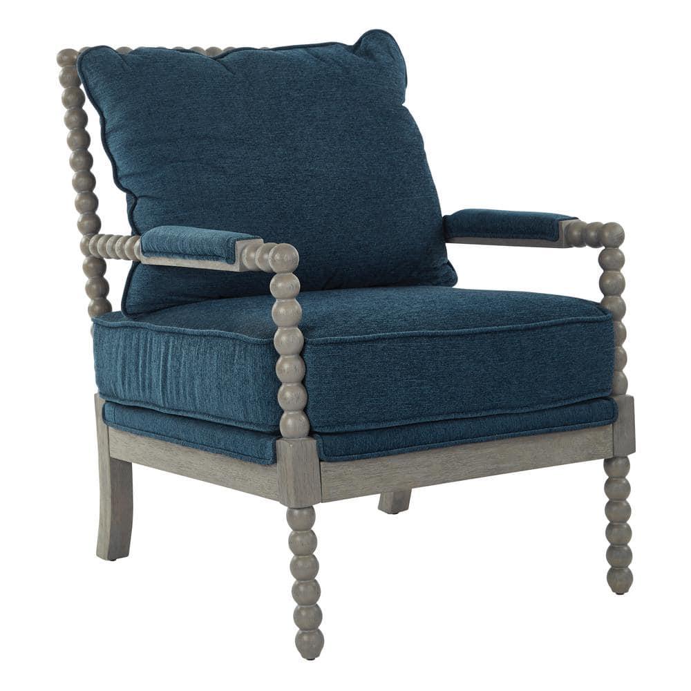 OSP Home Furnishings Abbott Chair in Azure Fabric with Brushed Grey Base K/D