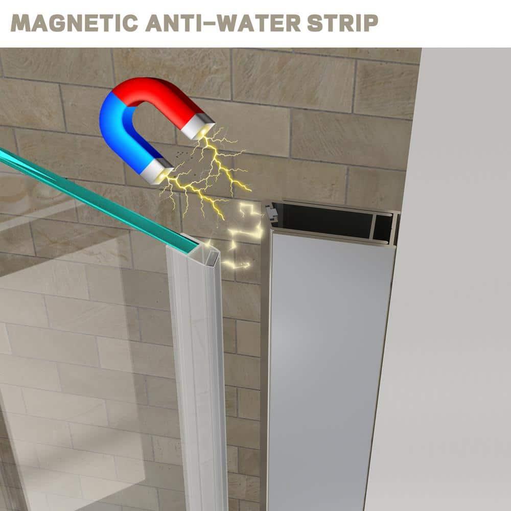 72 in. Chrome Semi-Frameless Bifold Shower Door with Tempered Glass