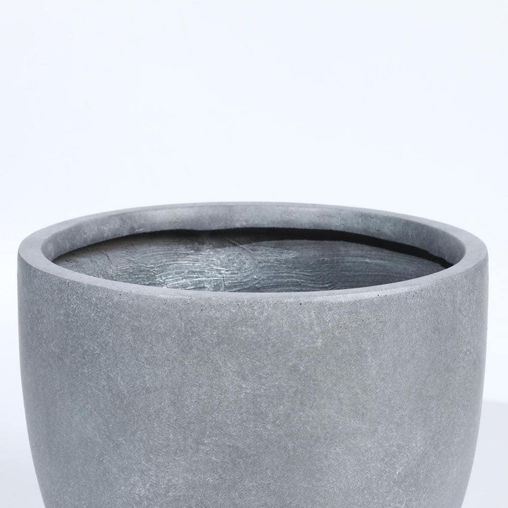 LuxenHome Round Tapered 12.2" H Flower Pot Planter Gray