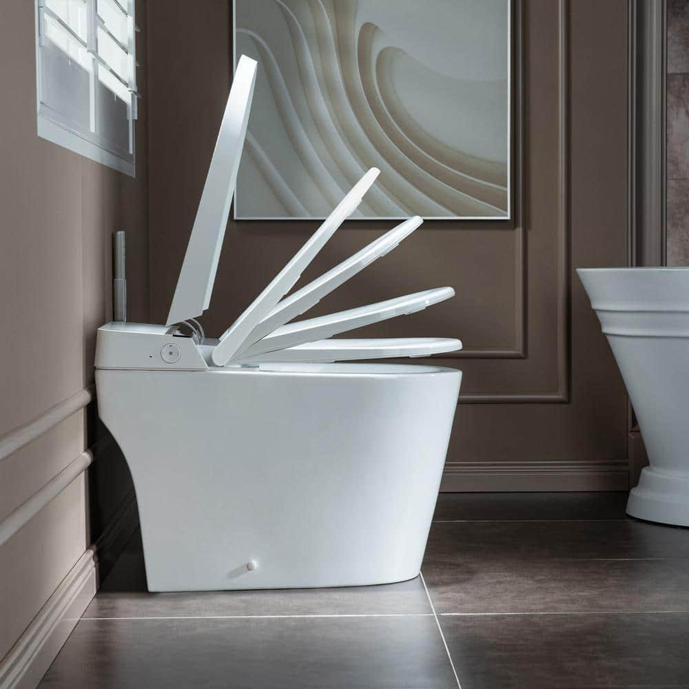 Auto Open/Close Tankless Smart Bidet Toilet with Auto Flush, Foot Sensor Function, Heated Seat,Dryer
