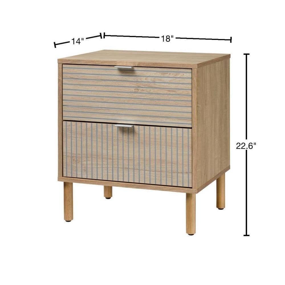 Merk Solid + Manufactured Wood 2 Drawer Nightstand