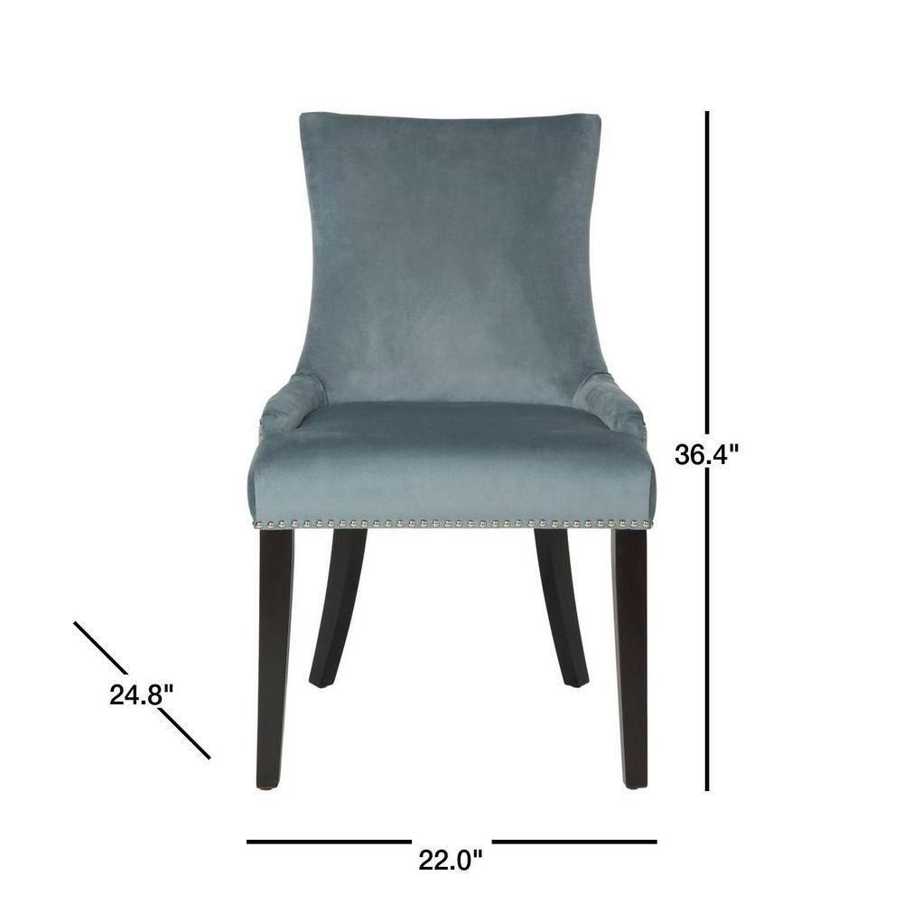 Lester 19"H Dining Chair (Set of 2) with Silver Nail Heads - Blue - Safavieh