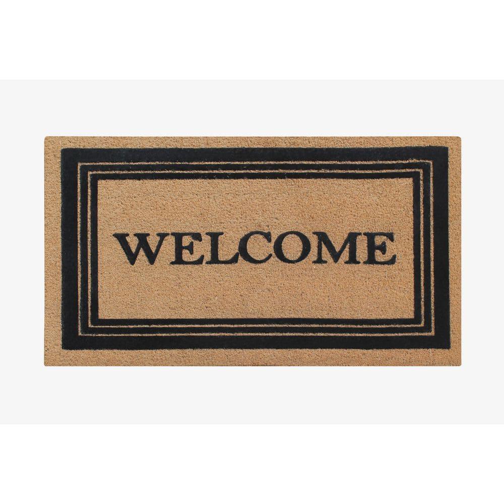 A1HC Welcome Entrance Door Mats, Durable Large Outdoor Rug, Non-Slip, Flock Doormat, Thin-Profile Heavy Duty Door Mat, Indoor Outdoor Front Door, High Traffic Areas, 24" X 39"