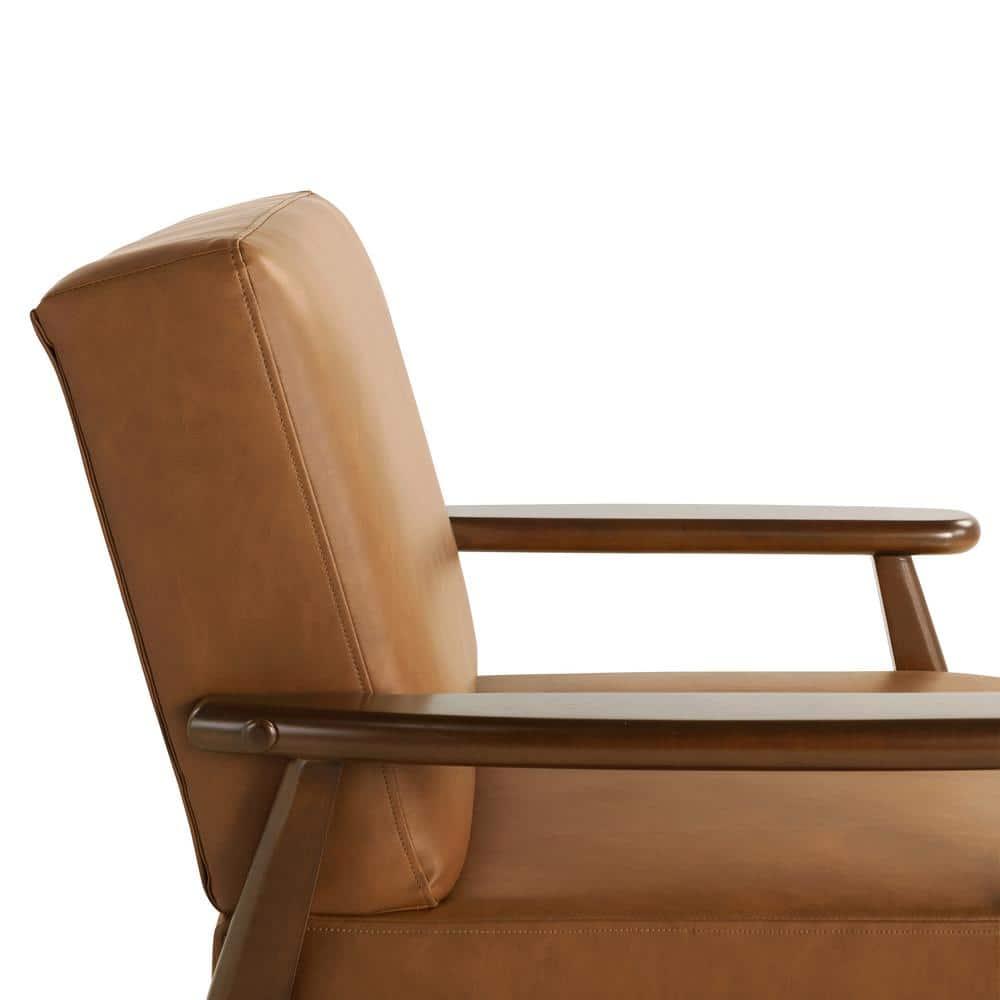 Studio Living Aberdeen Farmhouse Accent Chair, Carmel Vegan Leather