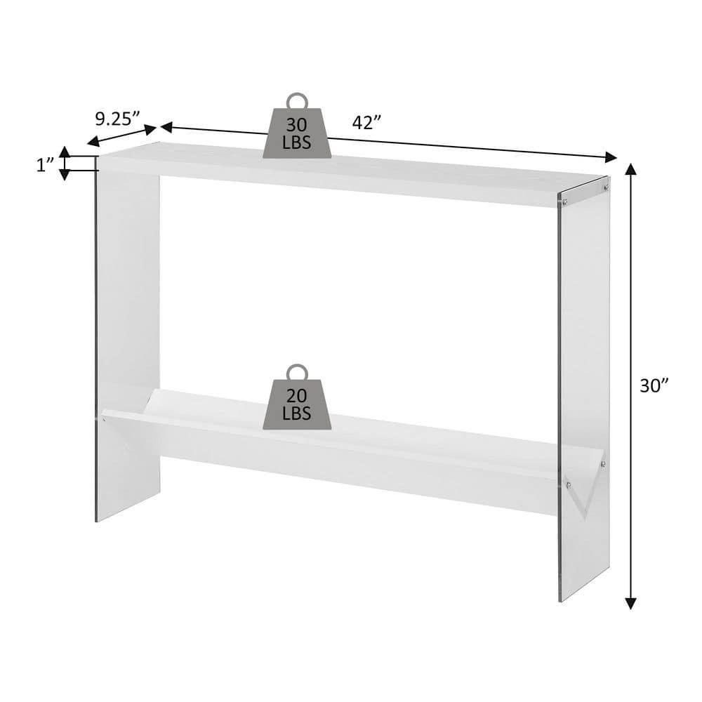 Convenience Concepts SoHo Glass V Console Table with Shelf, Weathered Gray/Glass