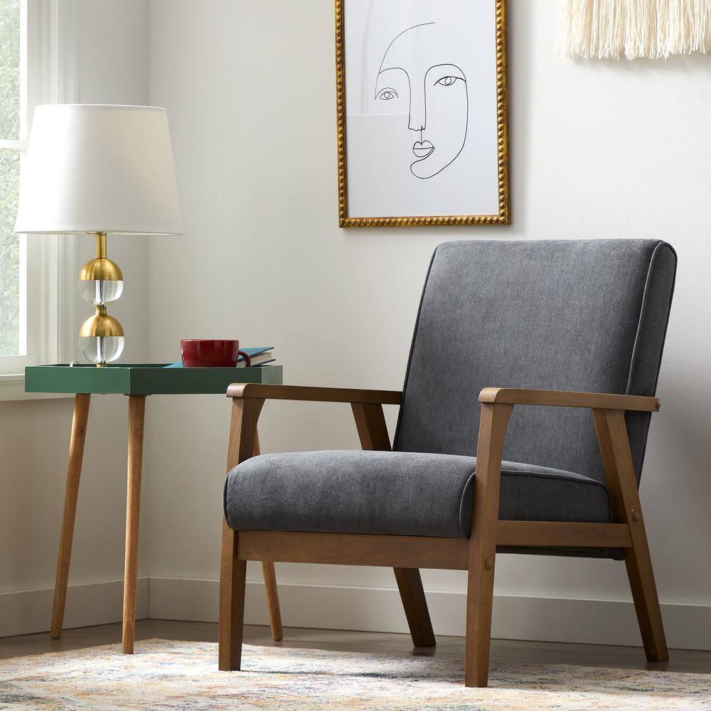 Lara Exposed Arm Accent Chair Charcoal - Brookside Home