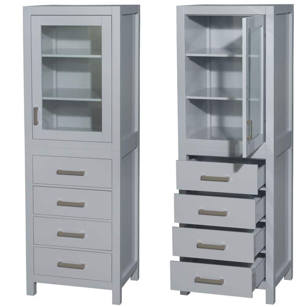Wyndham Collection Sheffield Solid Wood Freestanding Linen Cabinet