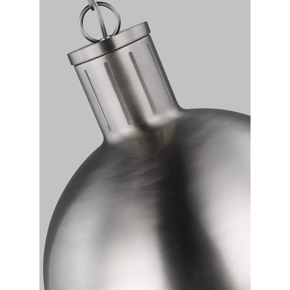 Generation Lighting Hanks 1 -Light Brushed nickel Transitional White glass Globe Large Hanging Pendant light