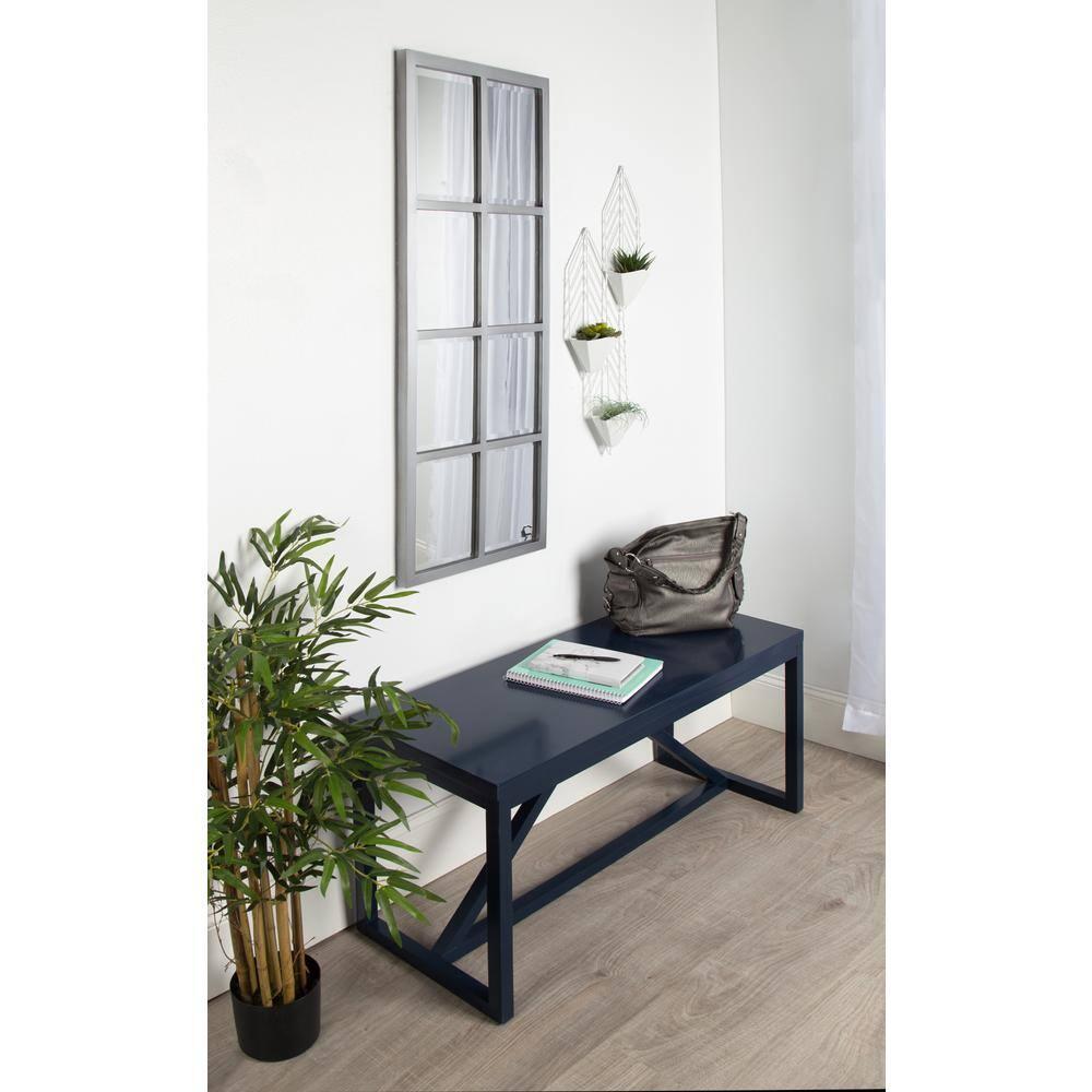 17" x 42" Stryker Windowpane Framed 8-Pane Wall Mirror Silver - Kate and Laurel: Beveled, Easy Mount