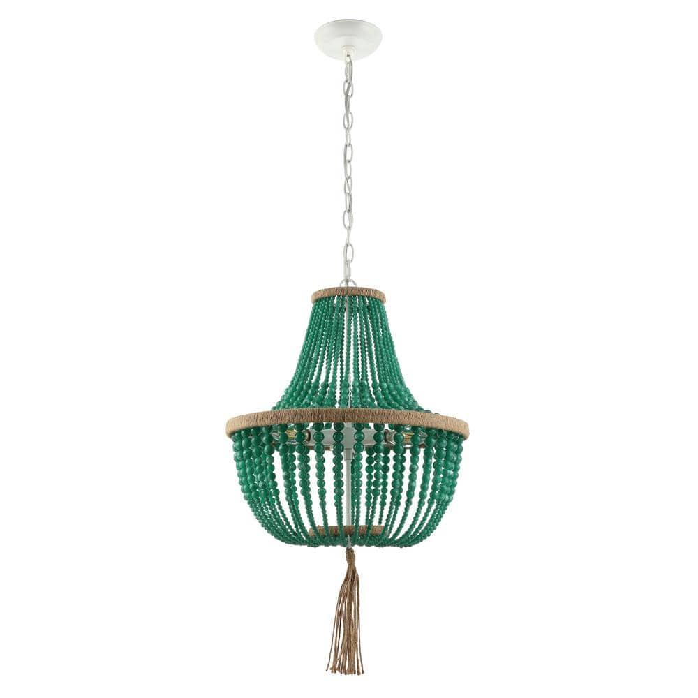 Lush Kristi Beads Pendant Lamp - LIT4477 - Green - Safavieh