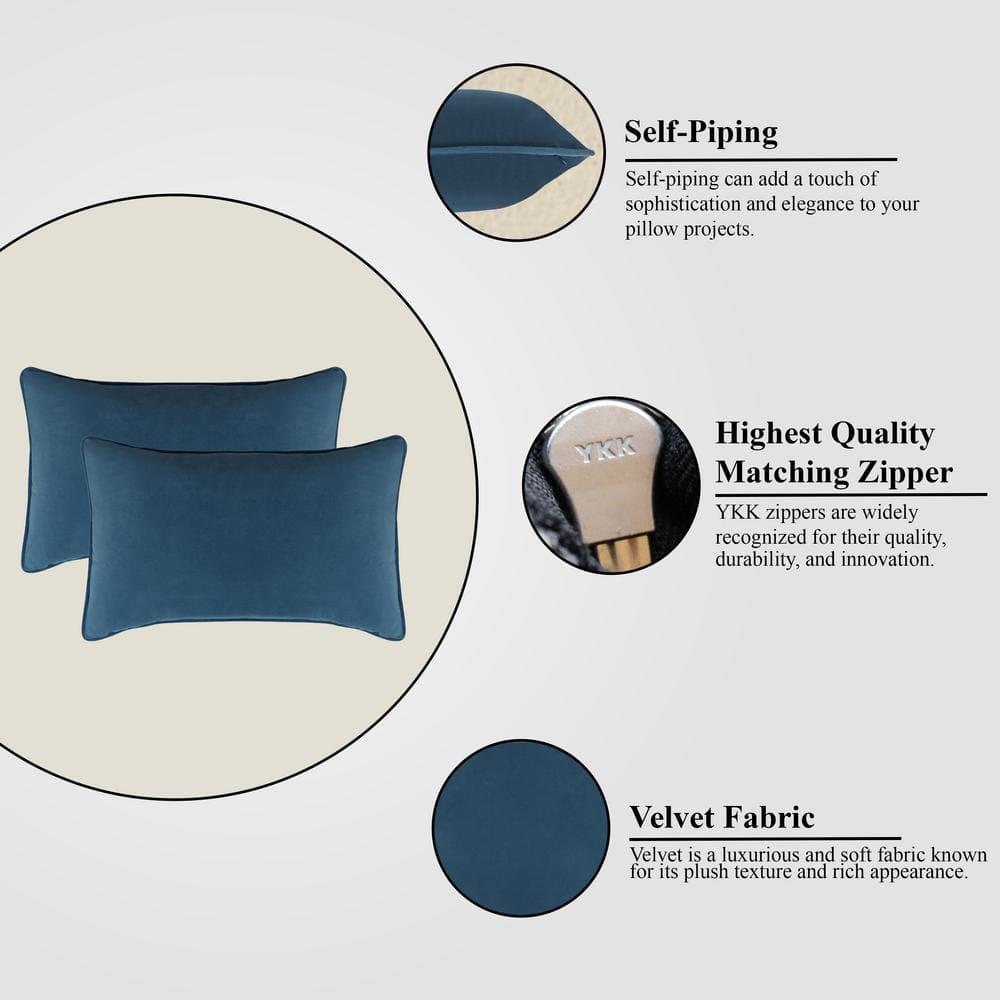 A1HC Set of 2 Luxurious Fine Soft Velvet Throw Pillow Covers Only, For Sofas, Beds, Vibrant Colors and Hidden YKK Zipper. Enhance your Living Space with Decorative Couch Pillow 12"x20", Teal