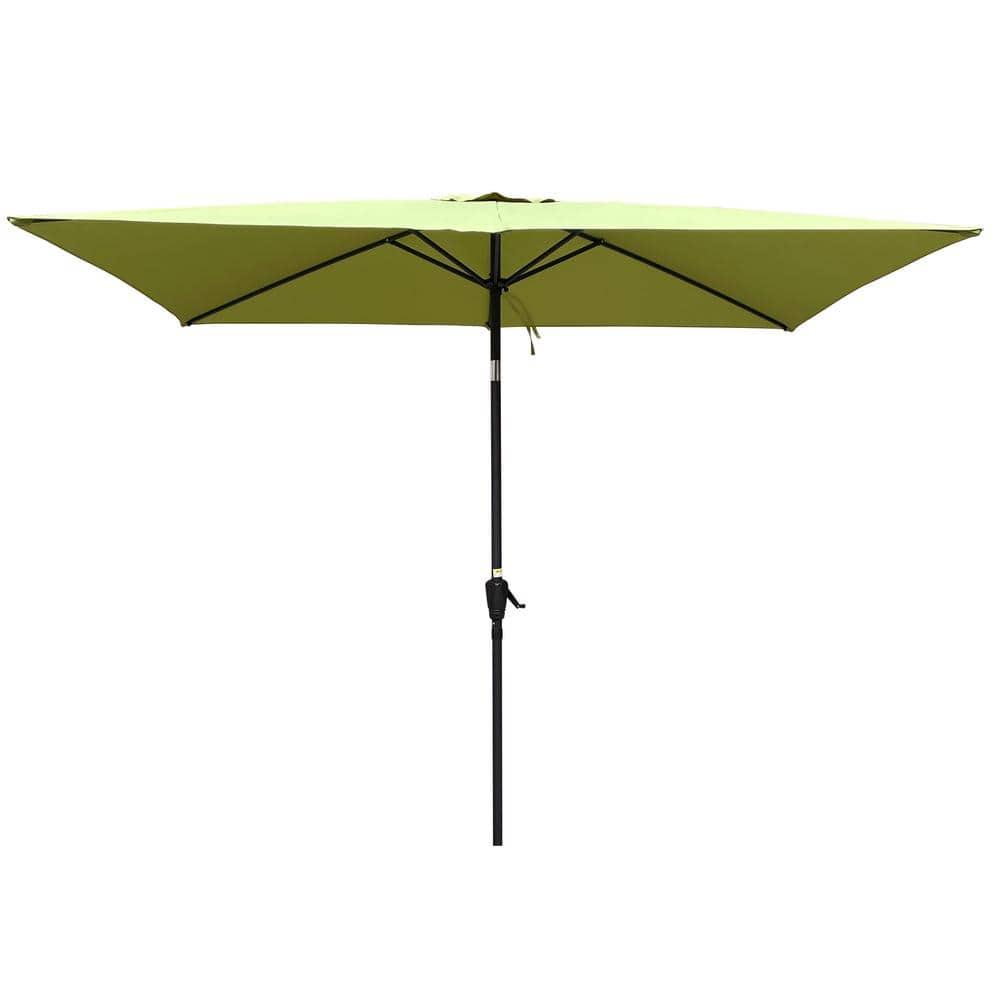 Canddidliike 6x9ft Patio Umbrella, Outdoor Waterproof Umbrella with Crank and Push Button Tilt - Green