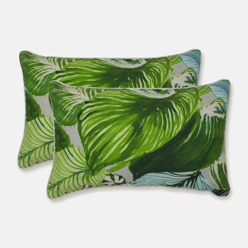 Pillow Perfect Lush Leaf Jungle Indoor/Outdoor Reversible Throw Pillow (Set of 2)