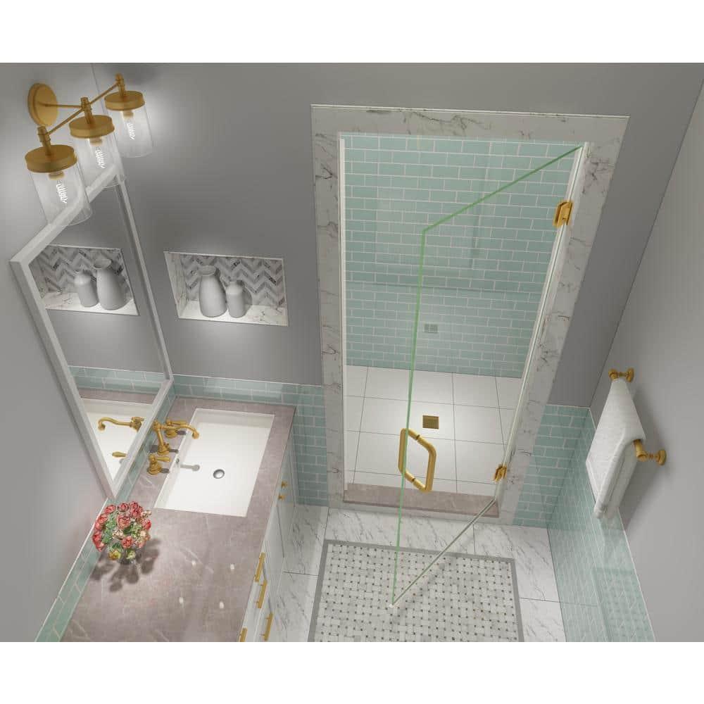 Aston Kinkade XL 33.25" - 33.75" W x 80" H Hinged Frameless Shower Door SDR997EZ-BG-33580