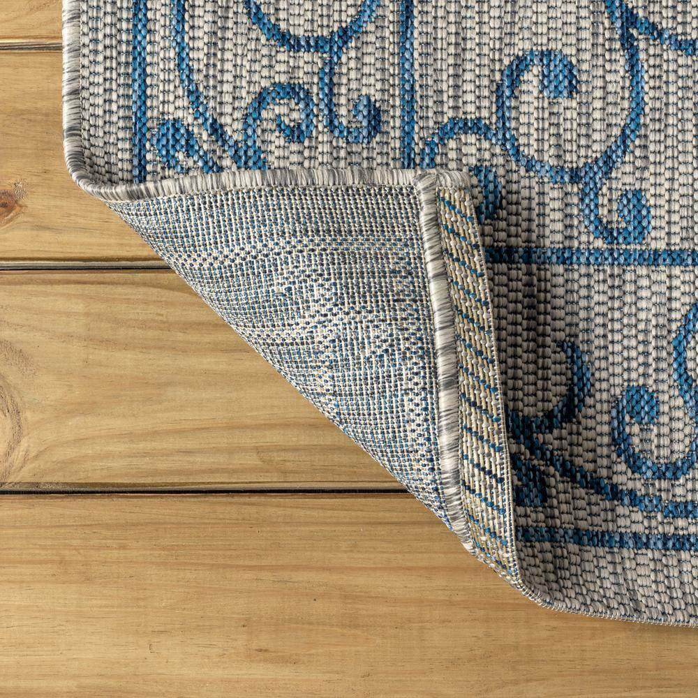 9' X 12' Charleston Vintage Filigree Textured Weave Indoor/Outdoor Area Rug, Gray/Navy - JONATHAN Y