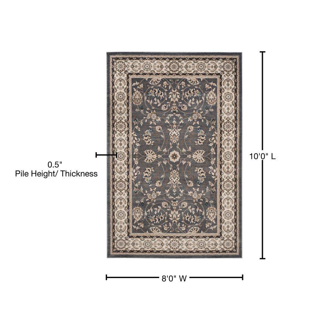 Lyndhurst LNH340 Power Loomed Area Rug - Grey/Cream - 8'x10' - Safavieh