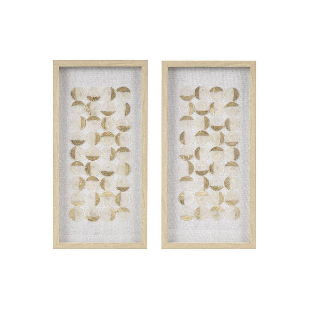 Mercury Row® Zeringue Emblem Natural Capiz with Gold Foil Shadowbox Wall Décor (Set of 2)