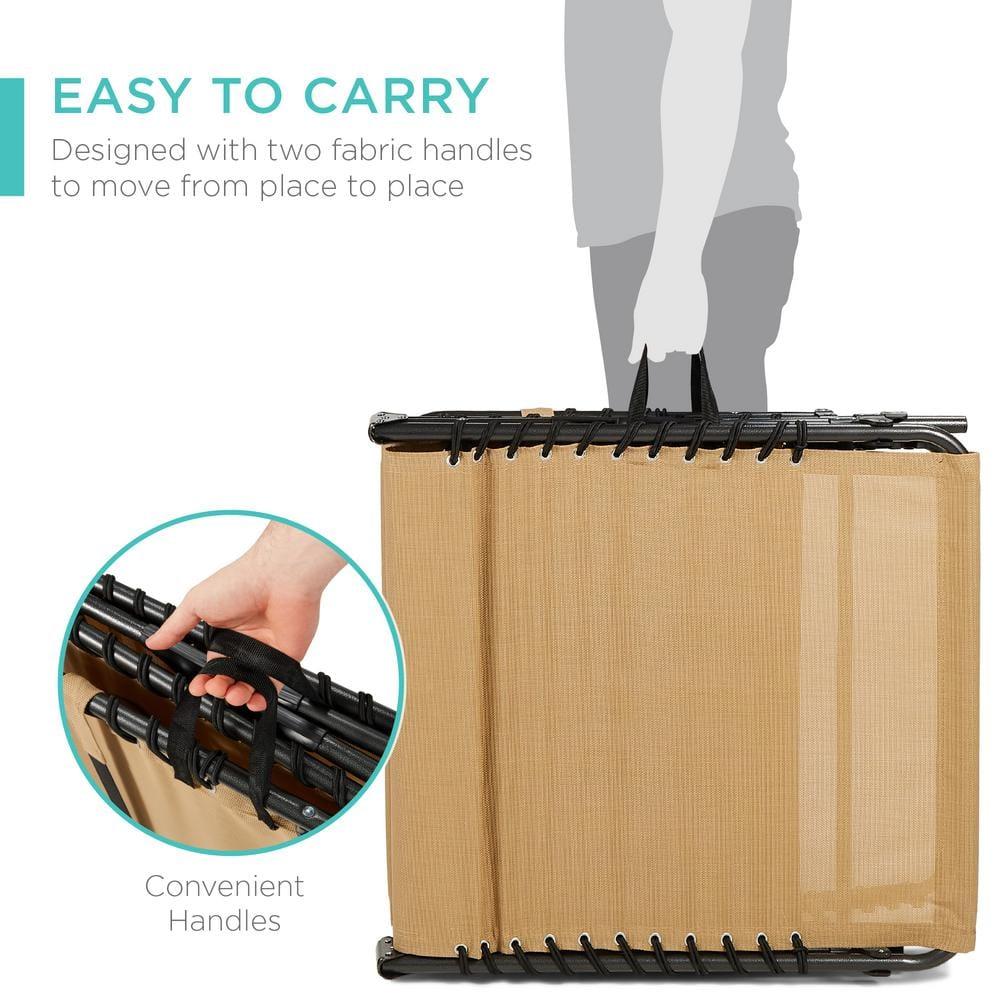 Best Choice Products Patio Chaise Lounge Chair, Outdoor Portable Adjustable Pool Recliner w/ Pillow - Tan