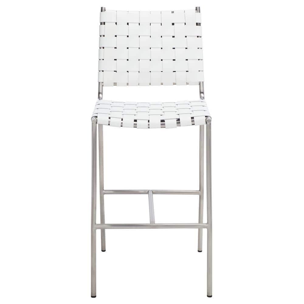 Olenna Woven Counter Stool - BST3011 - White/Silver - Safavieh
