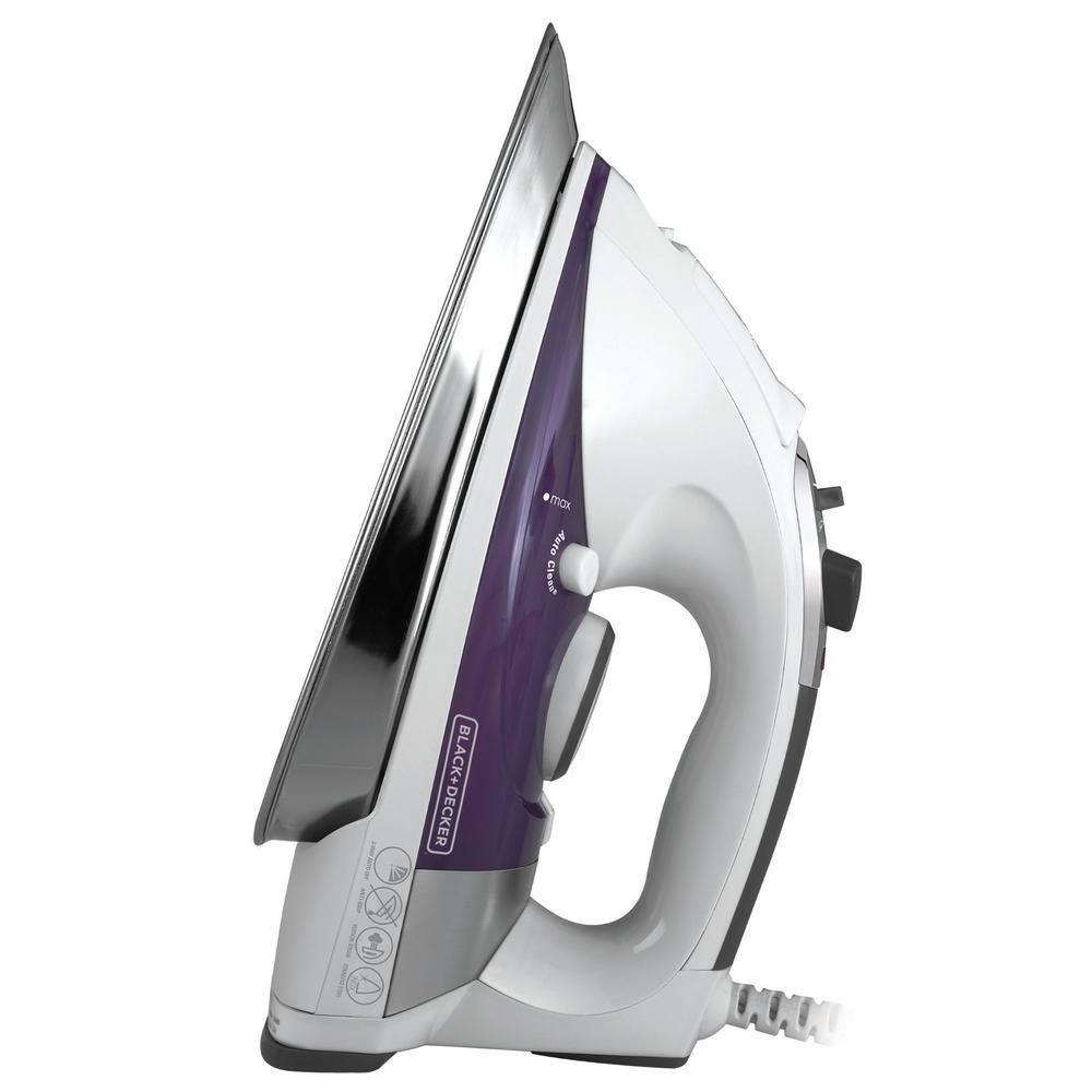 BLACK+DECKER IR1350S Professional Steam Iron with Stainless Steel Soleplate and Extra-Long Cord, Purple