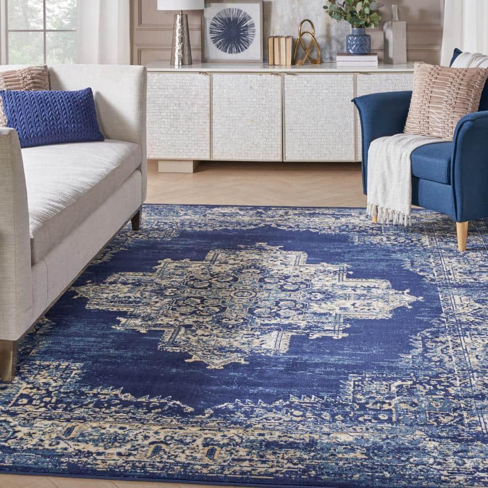 Nourison Grafix GRF14 Navy Blue Area Rug 7'10" x 9'10"