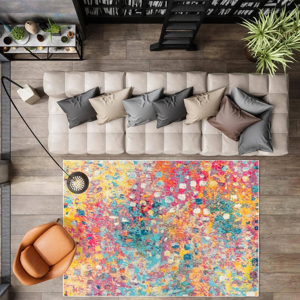 3'x5' Contemporary POP Modern Abstract Area Rug, Multi/Yellow - JONATHAN Y
