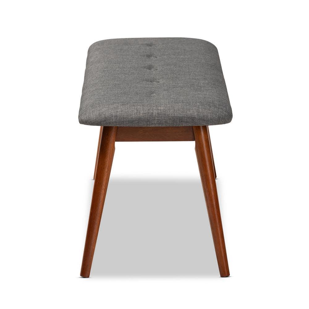 Flora Bench Gray - Baxton Studio: Upholstered Rectangle Ottoman, Rubberwood Frame, Seats 2