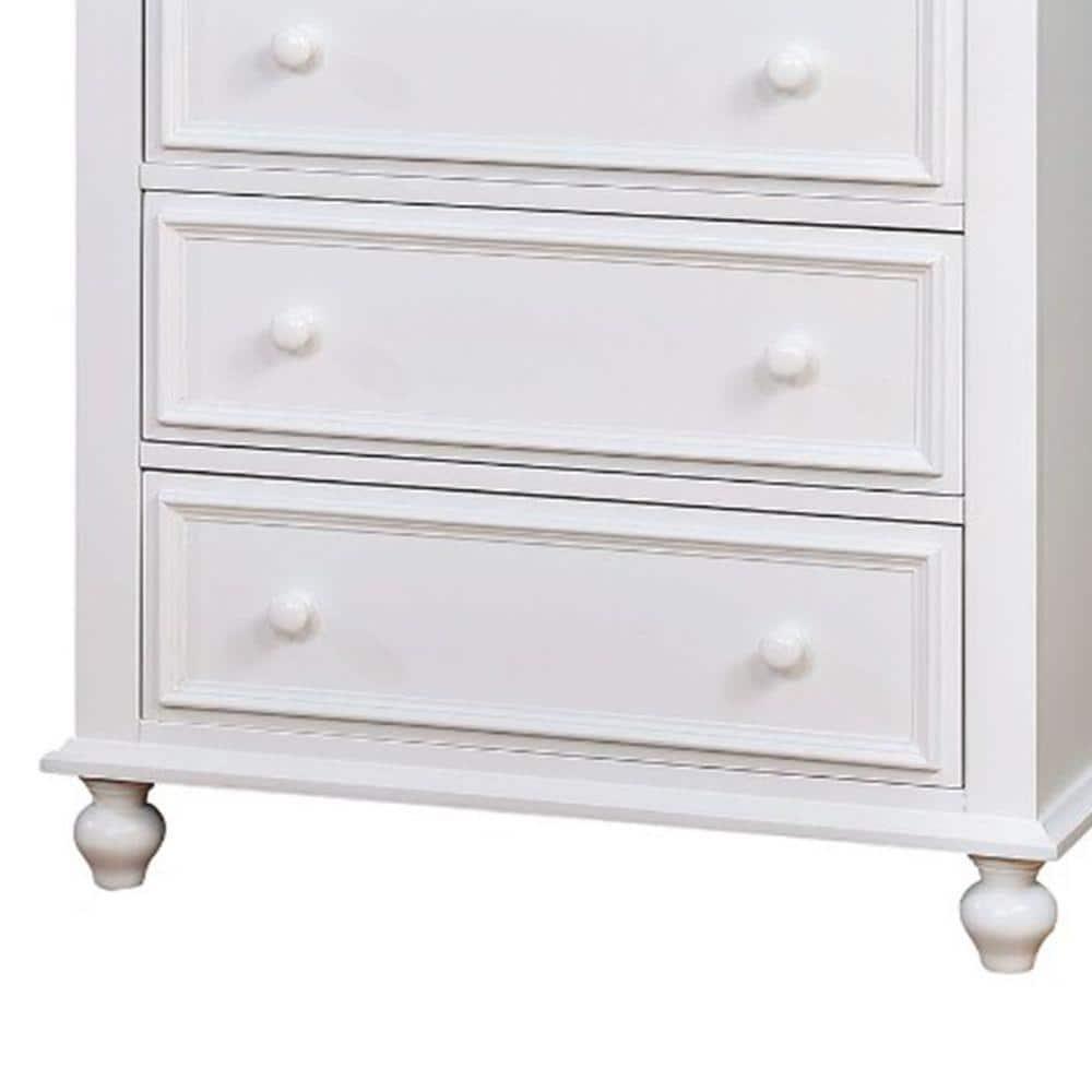 Benzara BM165991 Wooden 5 Drawers Chest, White - 50 x 32 x 17 in.