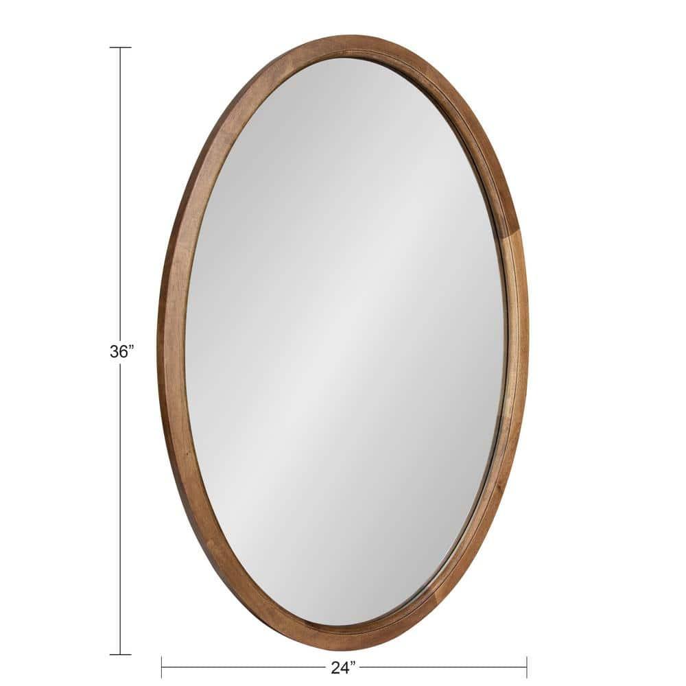 Kate and Laurel Hogan Farmhouse Oval Framed Wall Mirror, 24 x 36, Rustic Brown, Decorative Bulletin Board for Wall