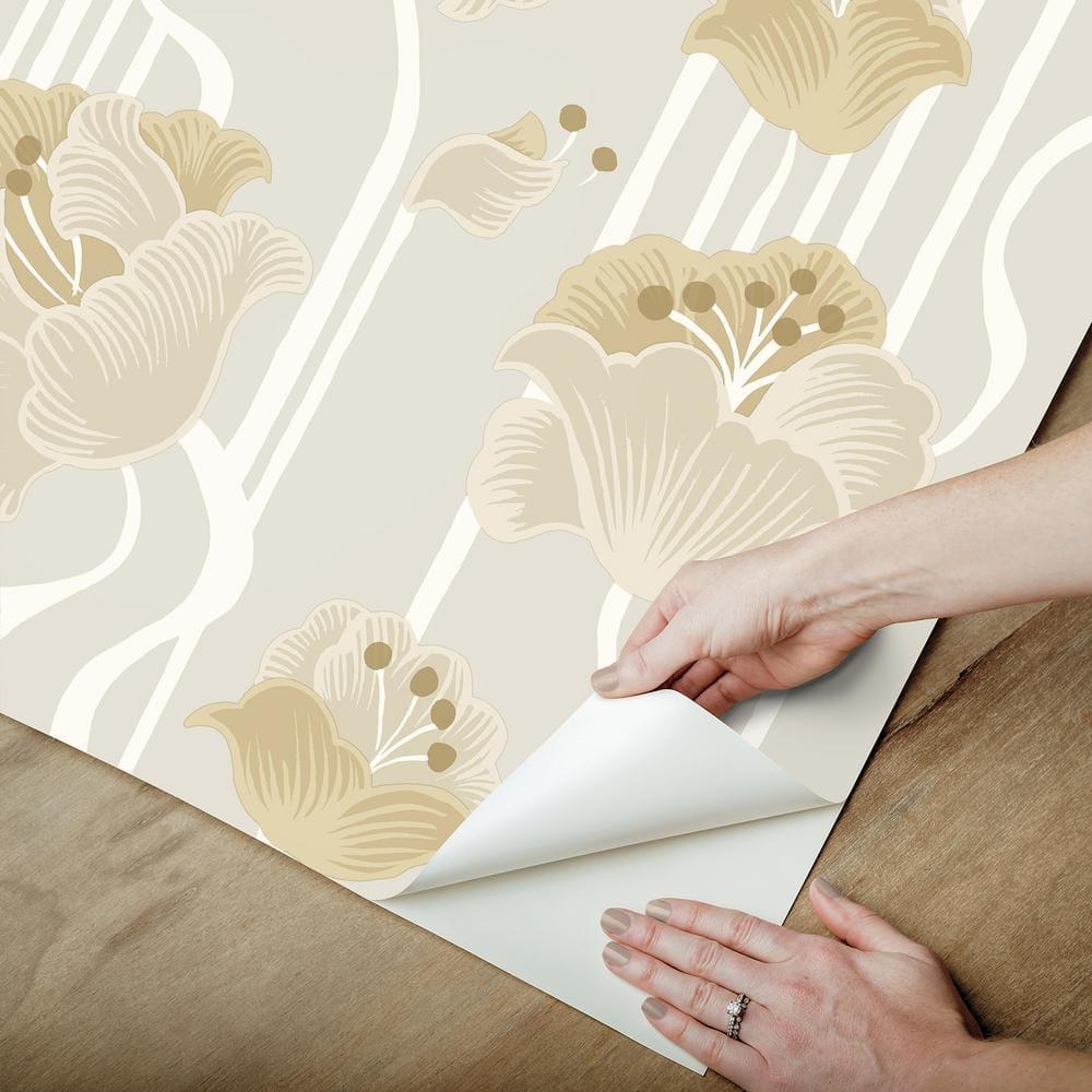 Shirley Coral Deco Floral Peel and Stick Wallpaper