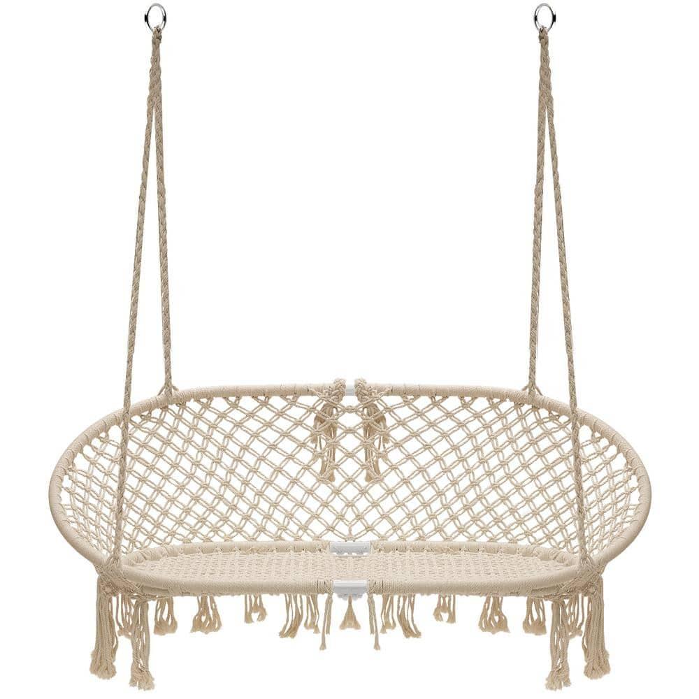 Sorbus Macrame Swing Bench - Perfect for Indoor/Outdoor Home, Patio, Deck, Yard, Garden (Holds 300lbs)