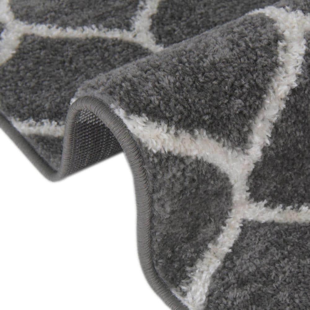 Unique Loom 2' 0 x 6' 0 Trellis Frieze Rounded Dark Gray Area Rug