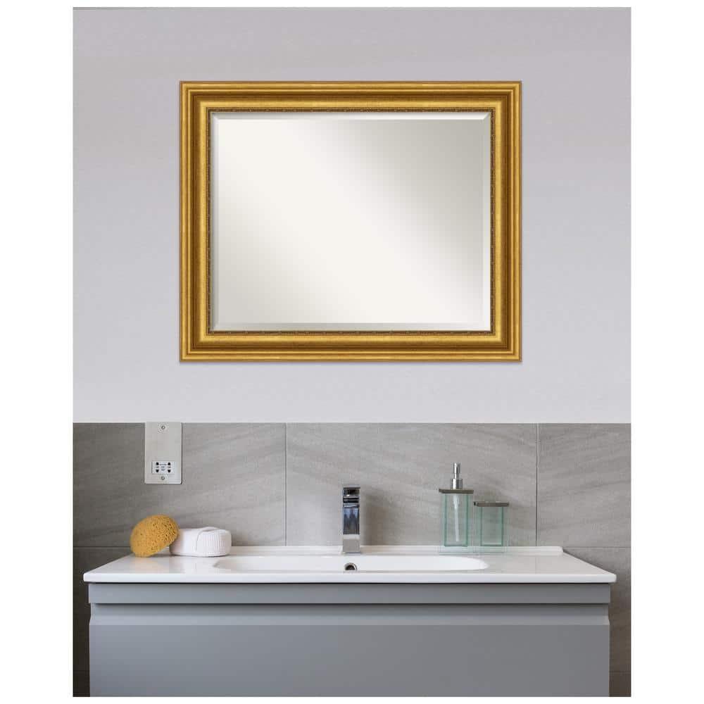 Parlor Gold Rectangular Beveled Bathroom Vanity Mirror