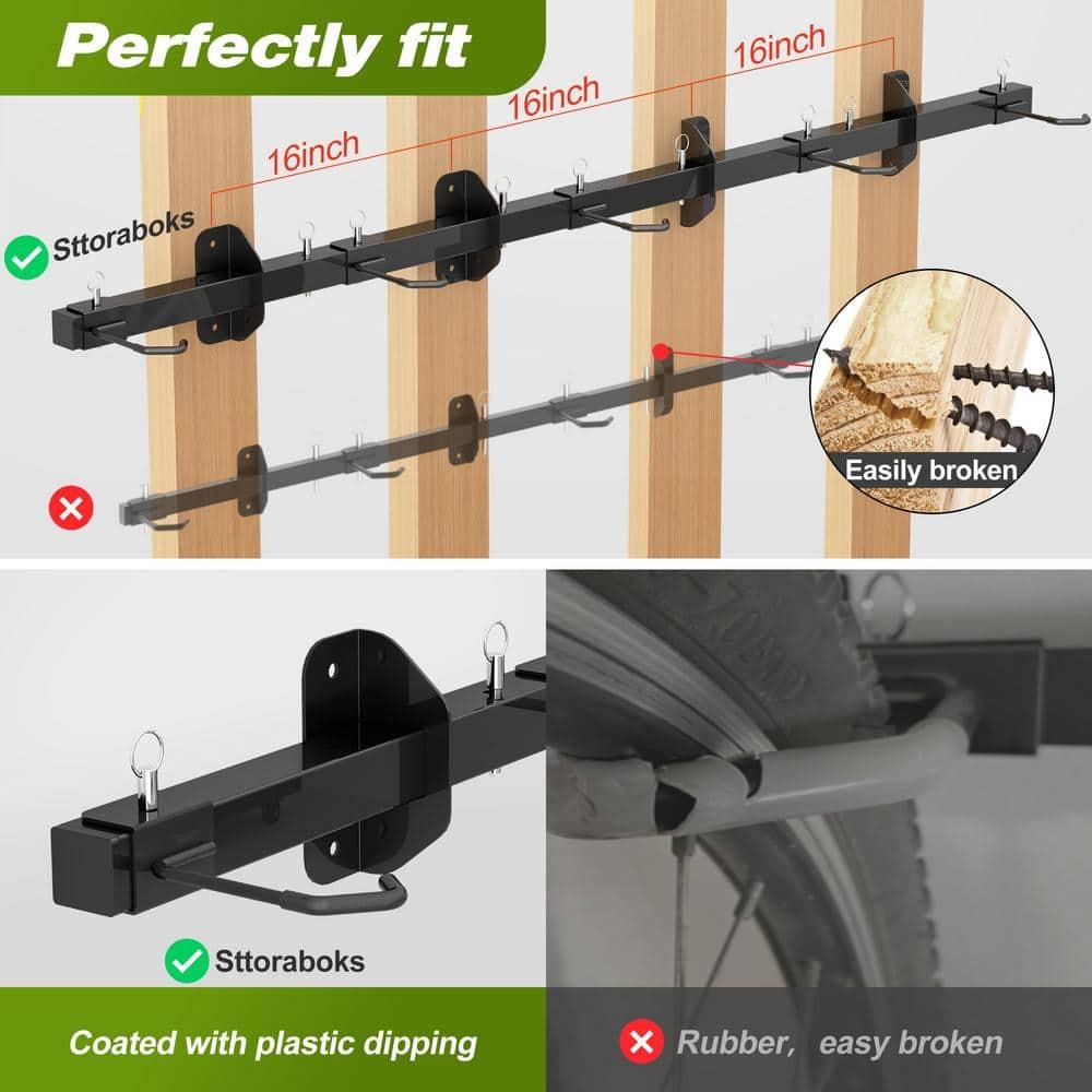 Sttoraboks Bike Storage Rack, Garage Wall Mount Hanger Holds 5 Bikes