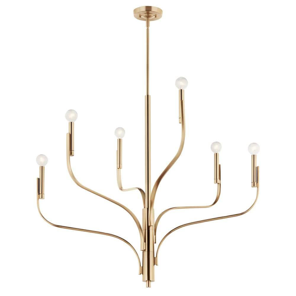 52673CPZ-Kichler Lighting-Livadia - 6 Light Chandelier-33 Inches Tall and 36.25 Inches Wide-Champagne Bronze Finish