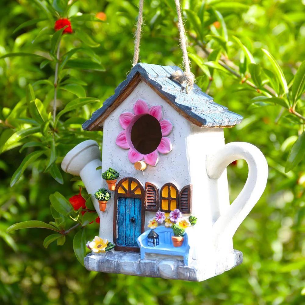 Yinns Bird House, Hanging Birds House for Outside, Wild Birdhouse, Decorative Watering Can Bird House for Home Garden Decor
