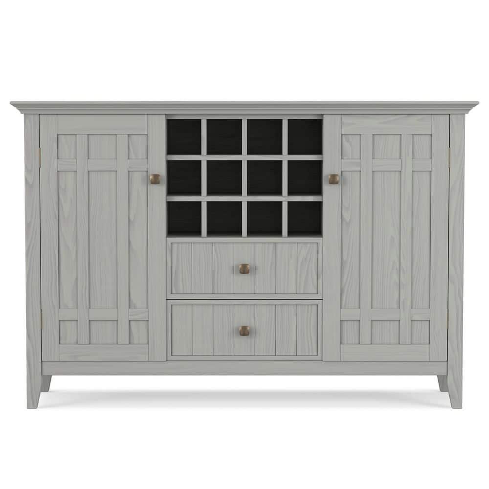 Simpli Home Bedford 54"W Solid Wood Sideboard Buffet and Wine Rack, 2 Drawers, and 2 Cabinets