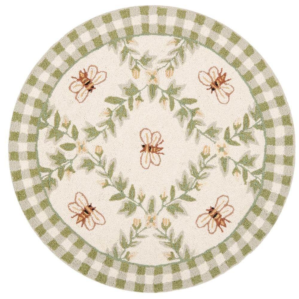 Chelsea HK55 Hand Hooked Accent Rug - Ivory/Green - 3' Round - Safavieh.