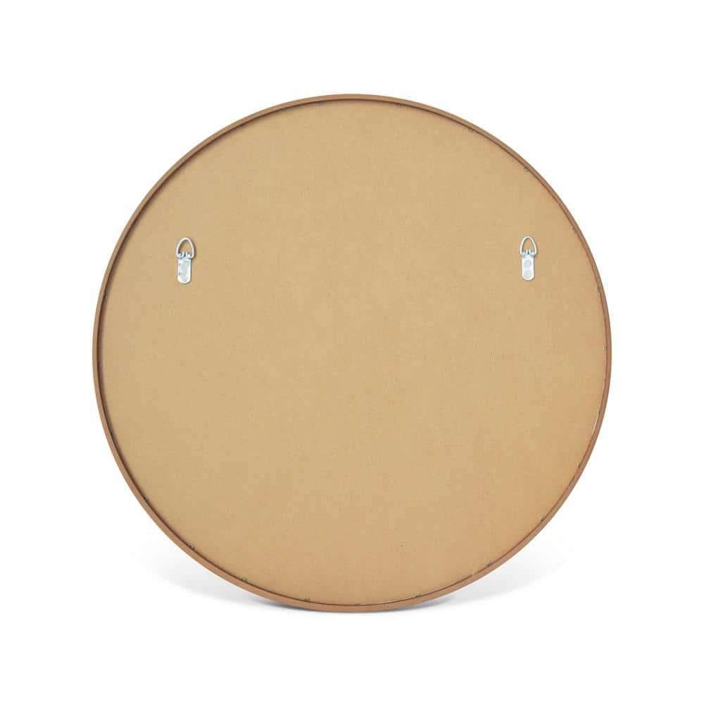 WallBeyond 24" Wood Round Mirror Natural : Pine Frame, Modern Style, Wall Mount, No Assembly Required