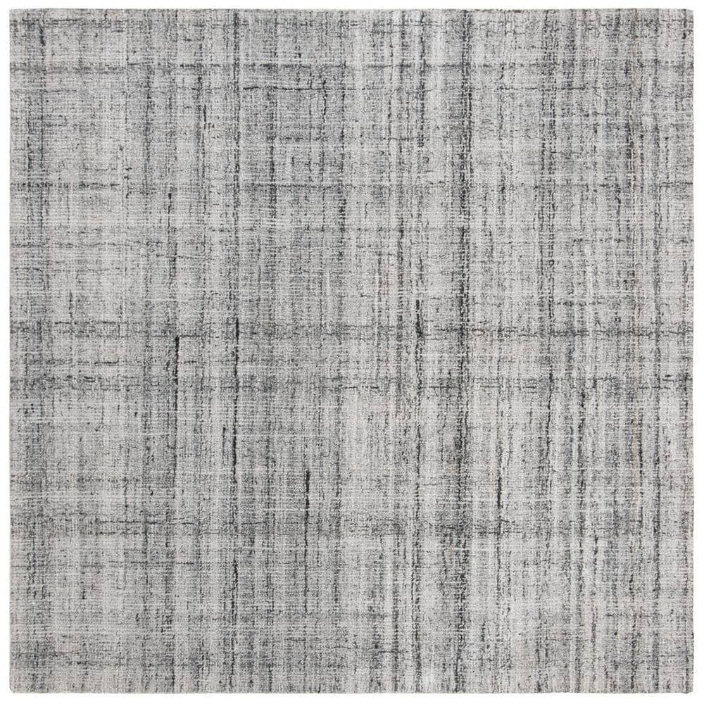 Abstract ABT150 Handmade Tufted Area Rug - Grey/Ivory - 6'-0" x 6'-0" Square - Safavieh