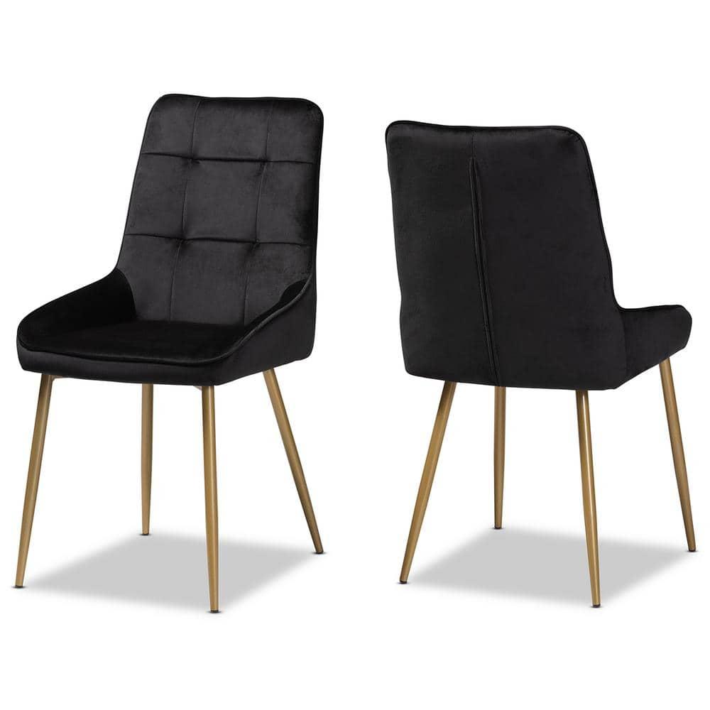2pc Gavino Metal Dining Chair Set Black/Gold - Baxton Studio